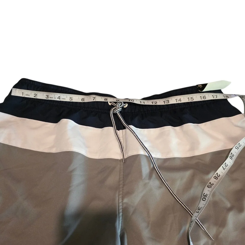 Speedo Mens Swim‎ Trunks XXL Navy White Grey Colorblock UPF 50+ Board Shorts NEW